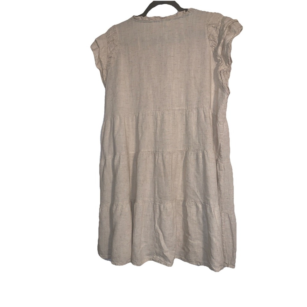 Umgee Dress XL Linen Blend Tiered Mini Boho Beige Ruffle Short Sleeve Summer - Picture 9 of 16